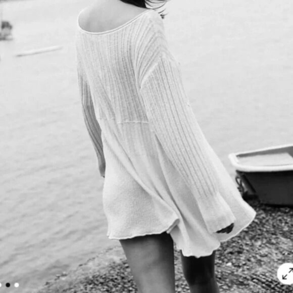 Free People Beach Delancey Neutral Beige Sweater Tunic - Picture 2 of 7